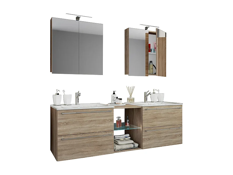 Lavatório de móveis de banheiro Badinos Sonoma Oak A. 112 x L. 155 x P. 46 cm