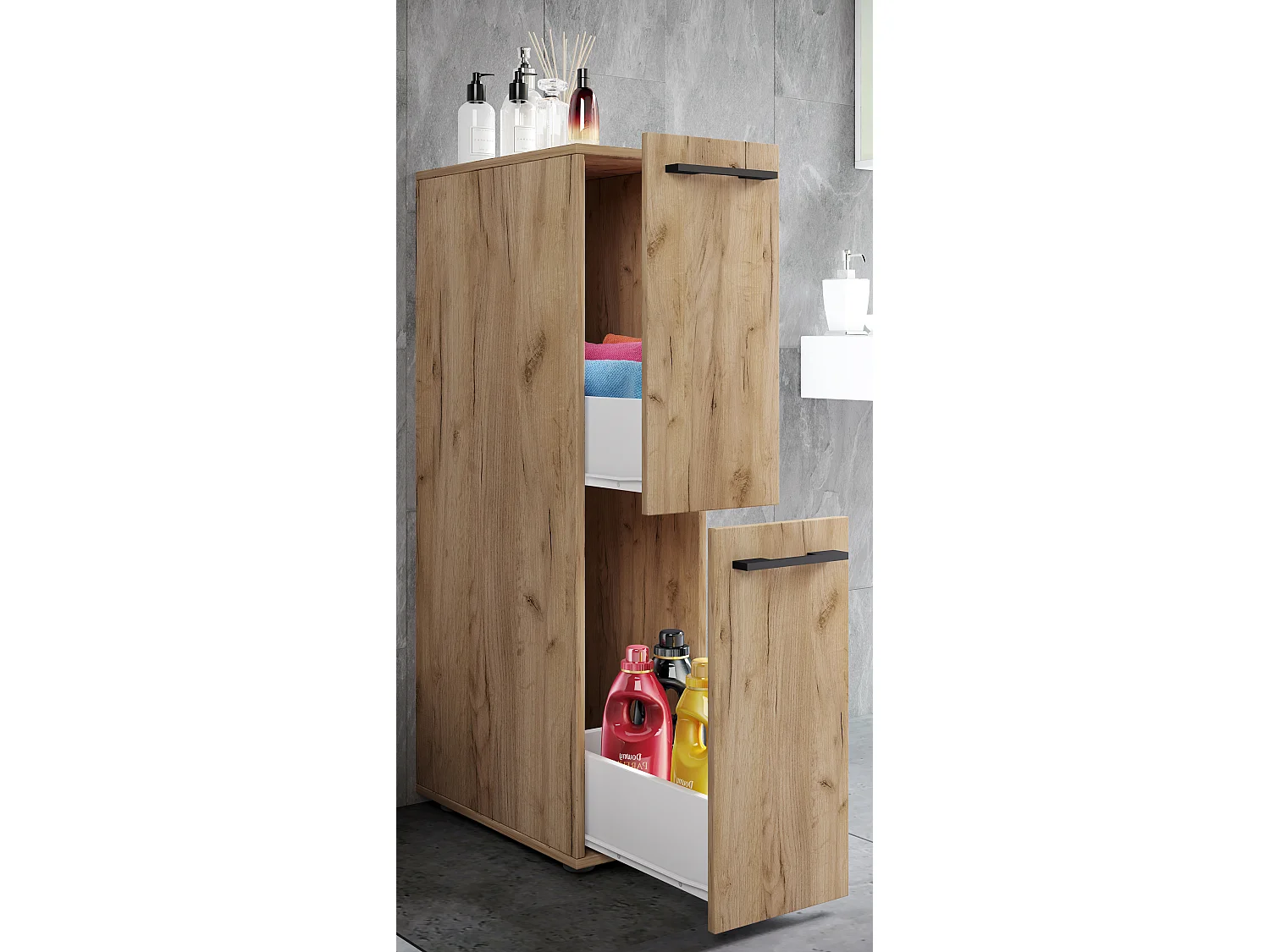 Bathroom furniture Midischrank Sadilo Honey oak H. 110 x W. 25 x D. 50 cm