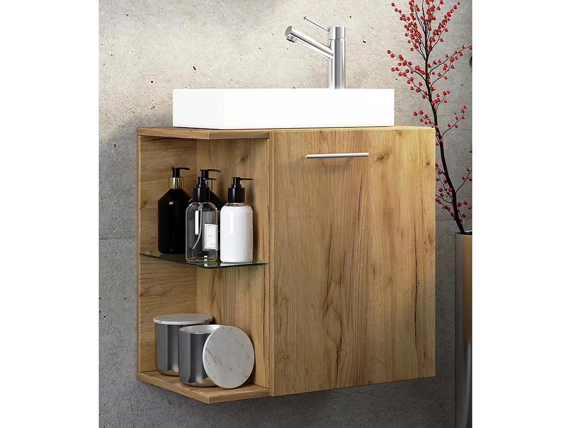 Bathroom furniture washbasin Hausa Honey oak H. 63 x W. 52 x D. 34 cm