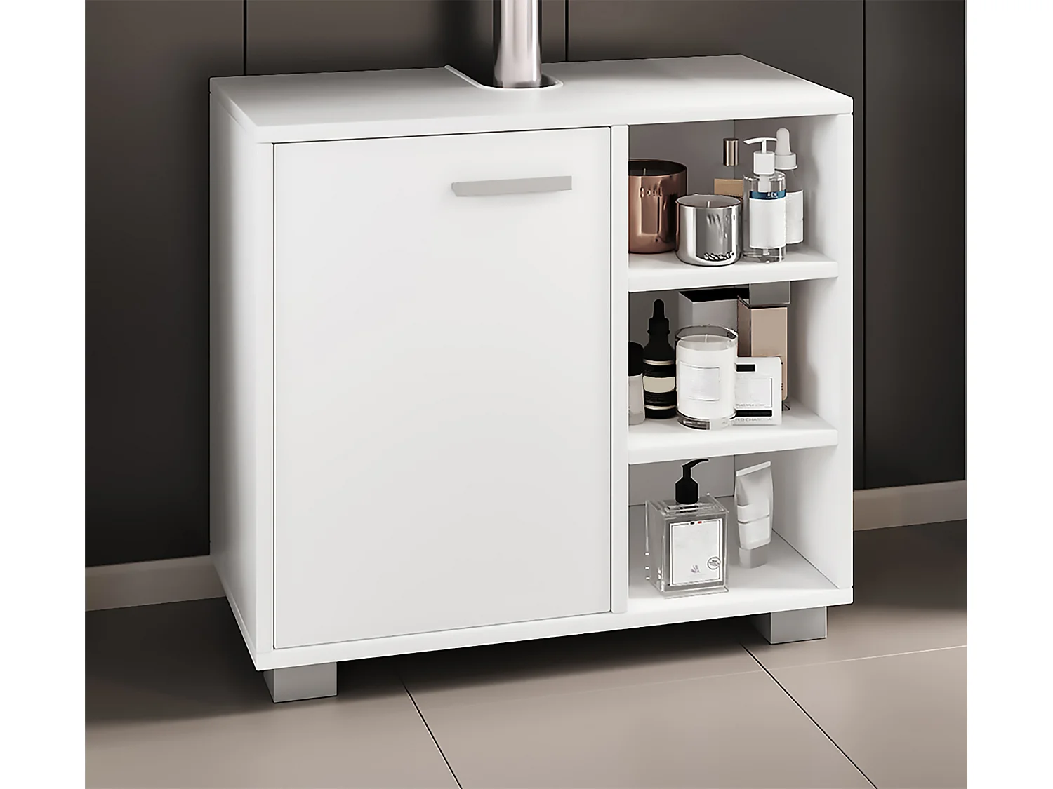 Bathroom furniture washbasin cabinet Zalo White H. 55 x W. 60 x D. 30 cm