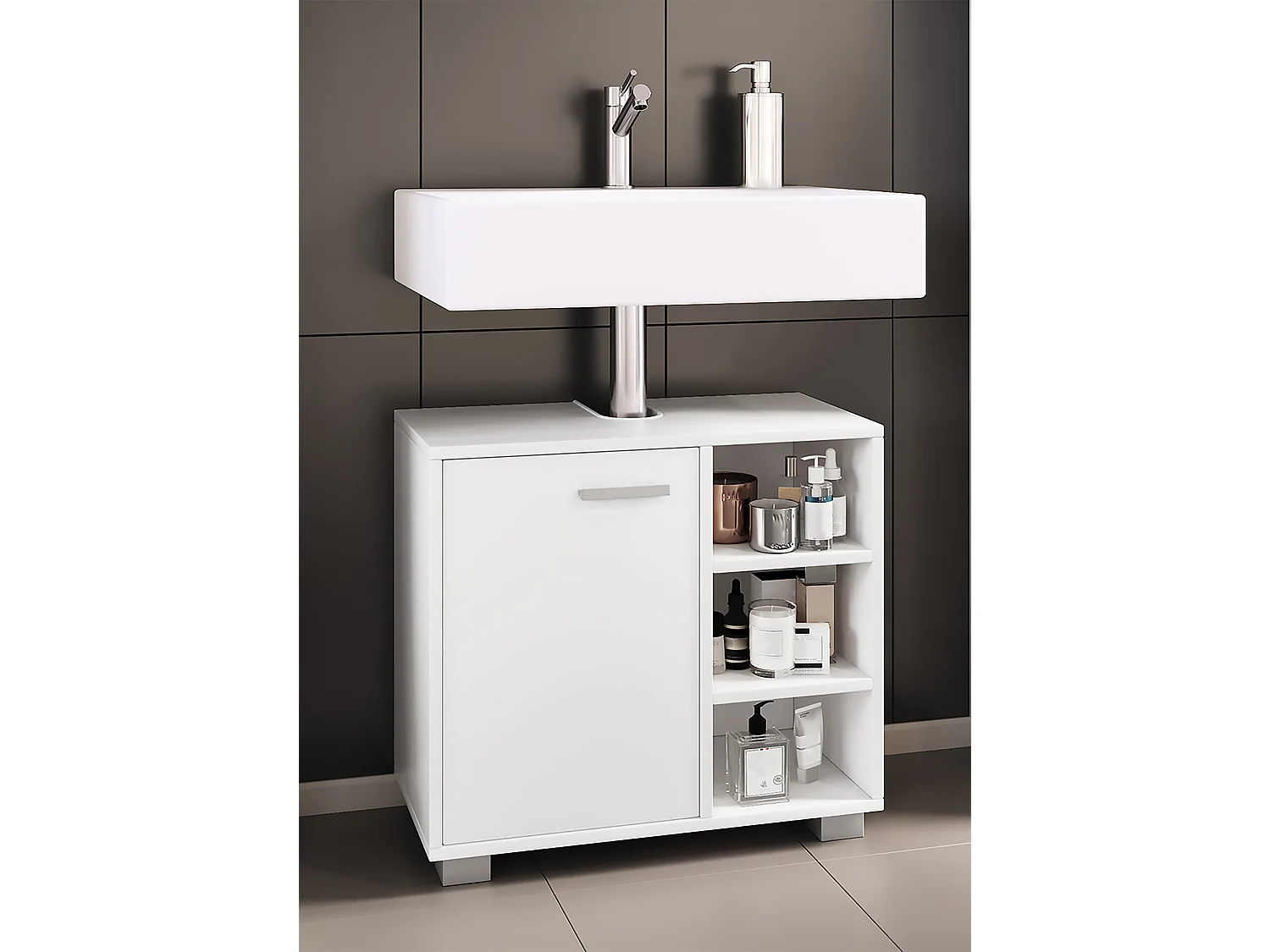 Bathroom furniture washbasin cabinet Zalo White H. 55 x W. 60 x D. 30 cm