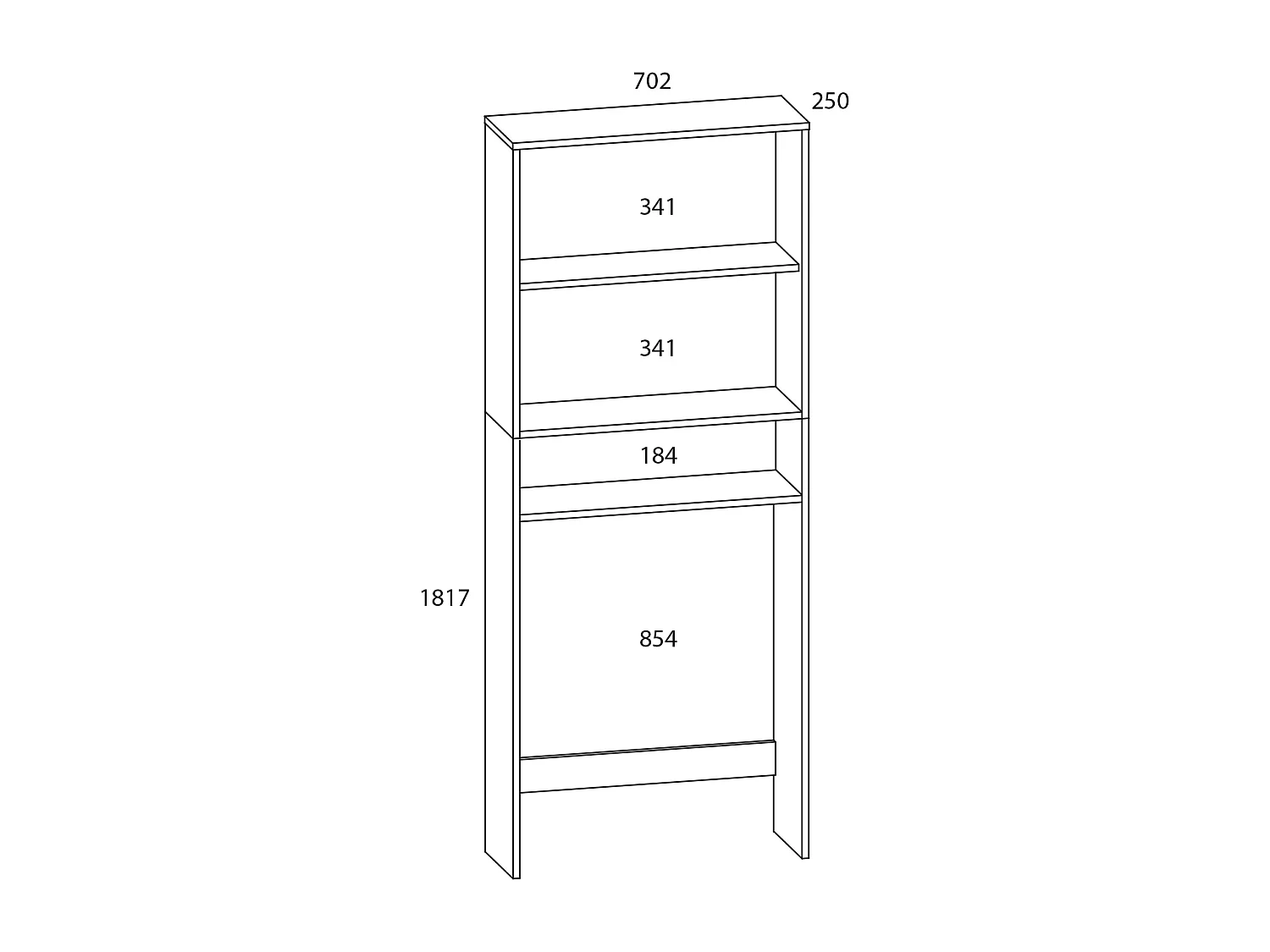 Bathroom furniture washing machine cabinet Lona Book W. 64 x H. 182 x d. 27 cm
