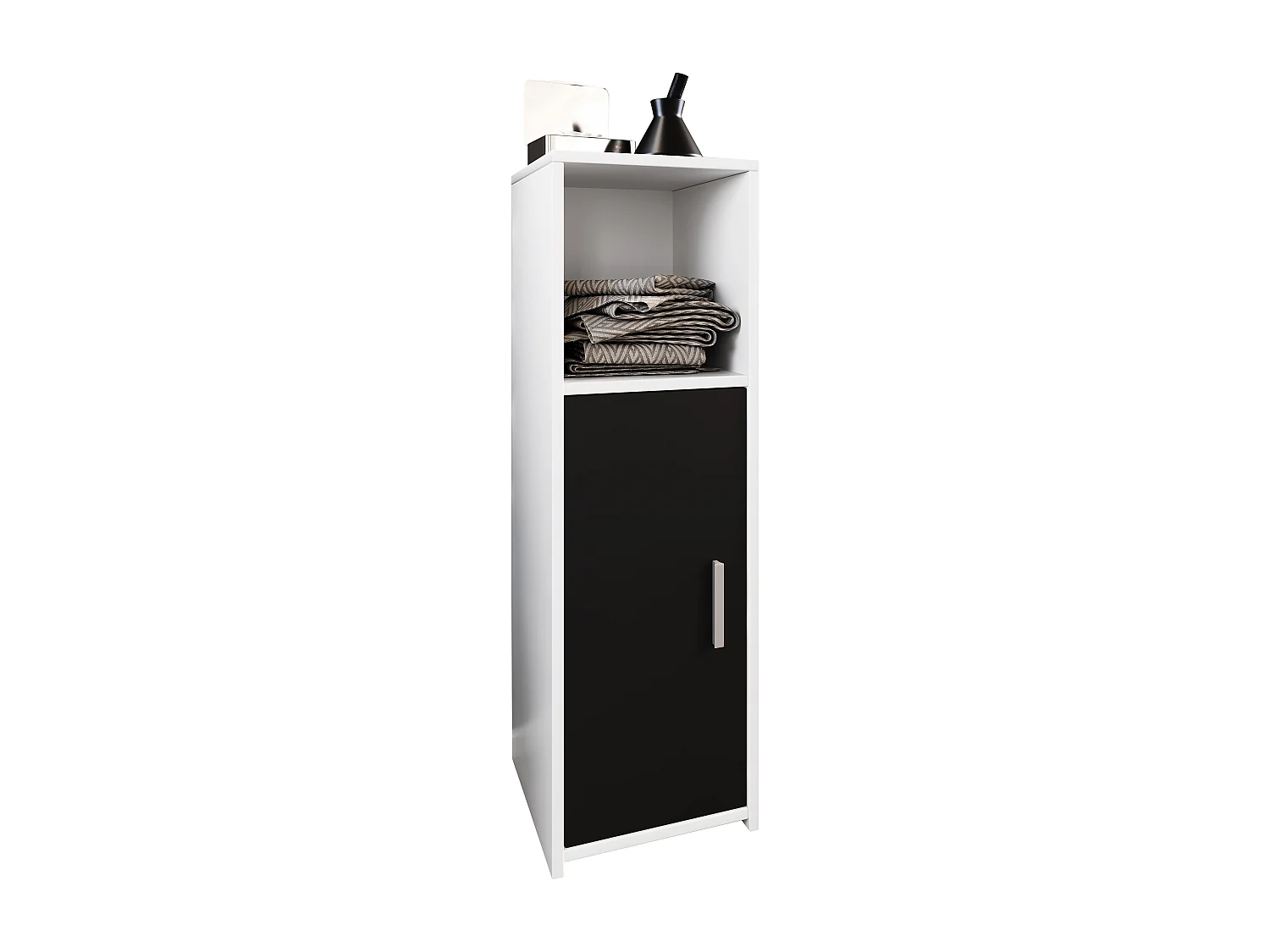 Bathroom furniture Midischrank Zalo White / Black H. 95 x W. 30 x D. 30 cm