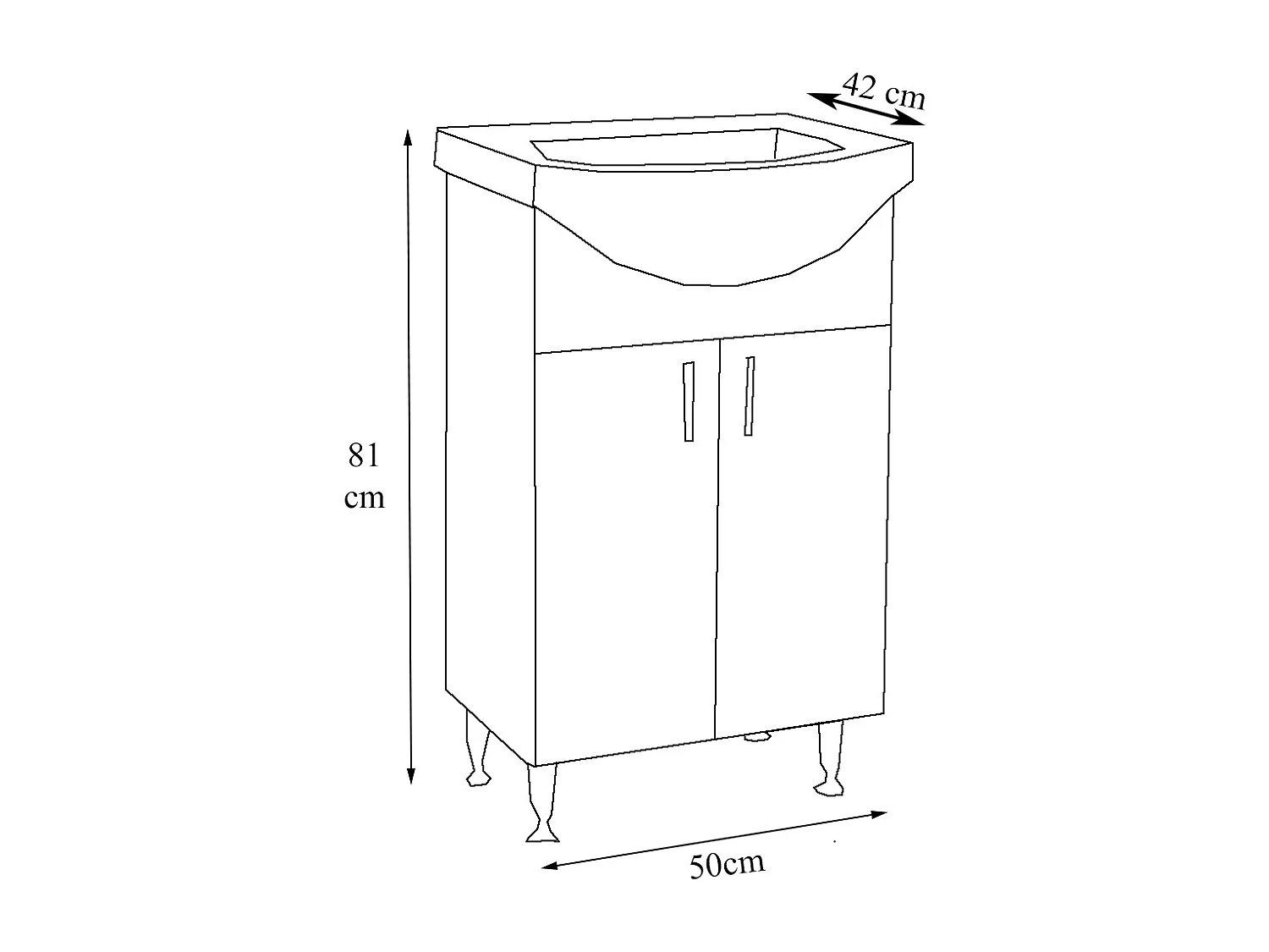 Bathroom furniture washbasin Lisalo White H. 170 x W. 85 x D. 45 cm