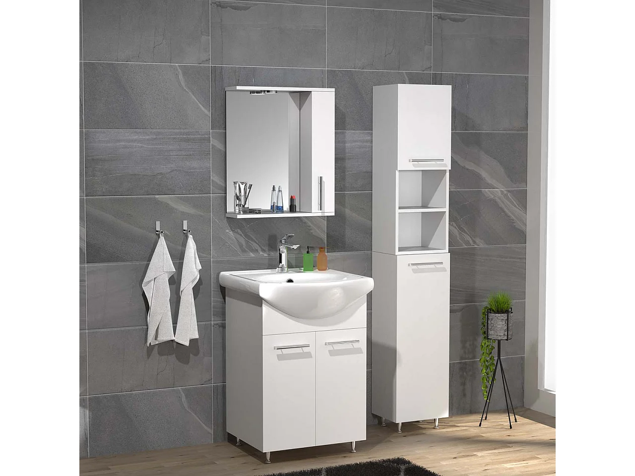 4tlg Waschplatz Waschtisch Spiegelschrank Lisalo M