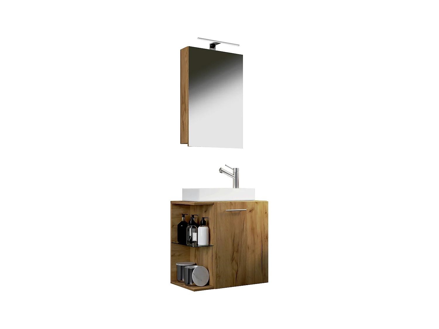 Bathroom furniture washbasin Hausa Honey oak H. 122 x W. 52 x D. 34 cm
