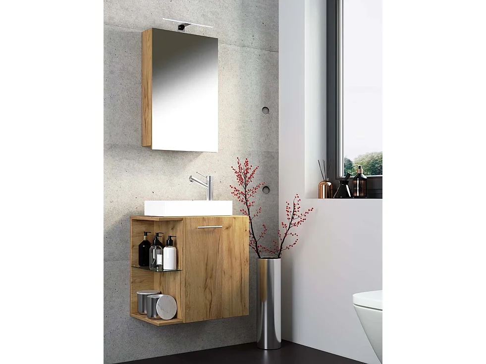 Bathroom furniture washbasin Hausa Honey oak H. 122 x W. 52 x D. 34 cm