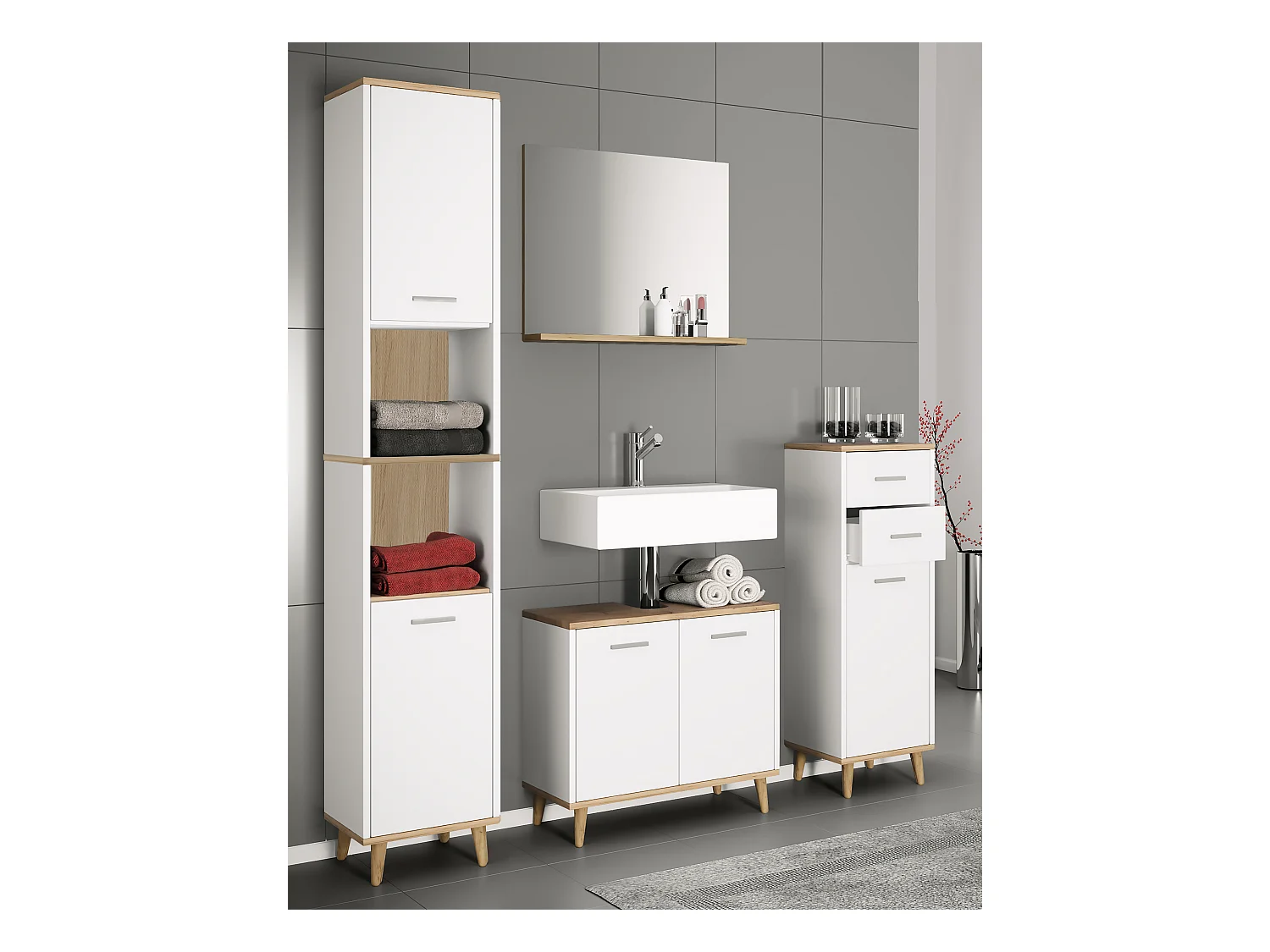 4-delige complete badkamermeubelset Landos l