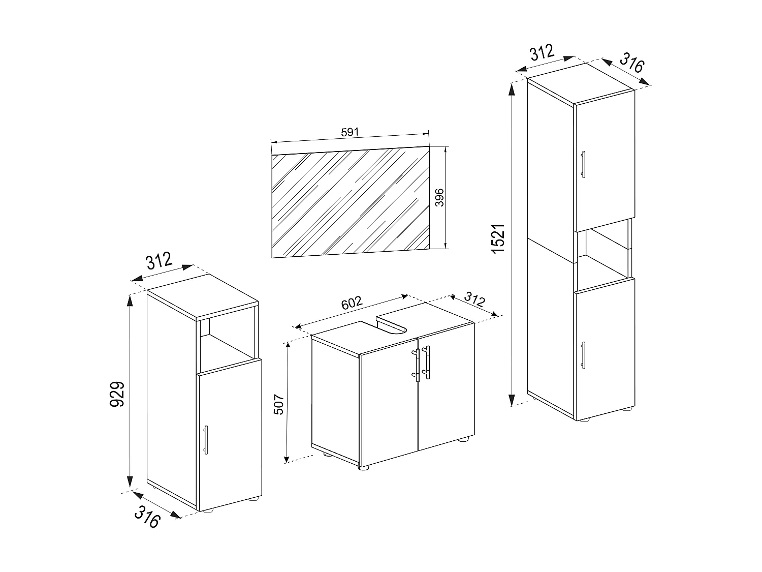 Bathroom furniture sets Flandu White / Black 0