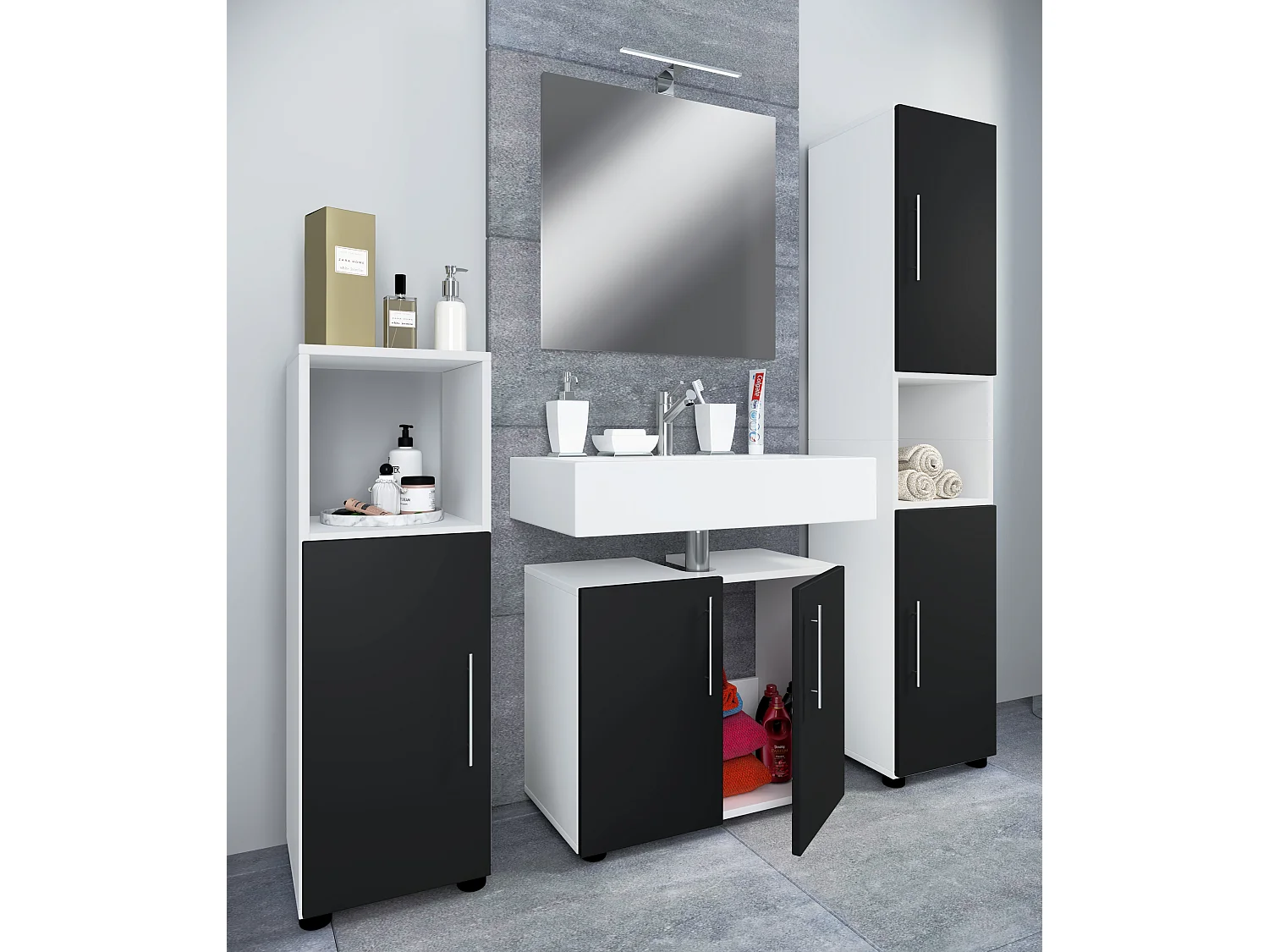 Bathroom furniture sets Flandu White / Black 0
