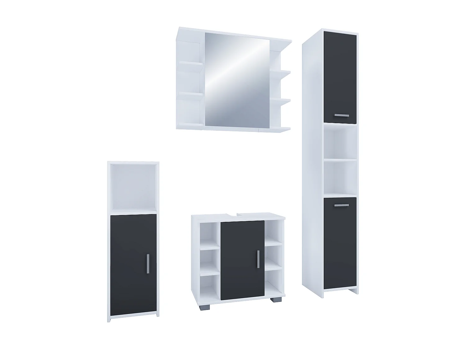 Bathroom furniture sets Zalo Black H. 180 x W. 140 x D. 30 cm