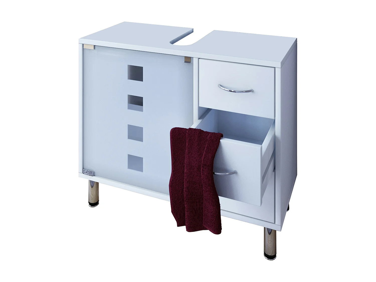 Bathroom furniture washbasin cabinet Darola White H. 58 x W. 67 x D. 30 cm
