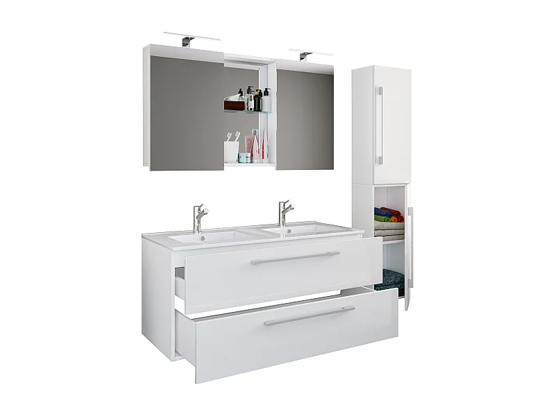 Bathroom furniture washbasin Budasi White H. 150 x W. 145 x D. 46 cm