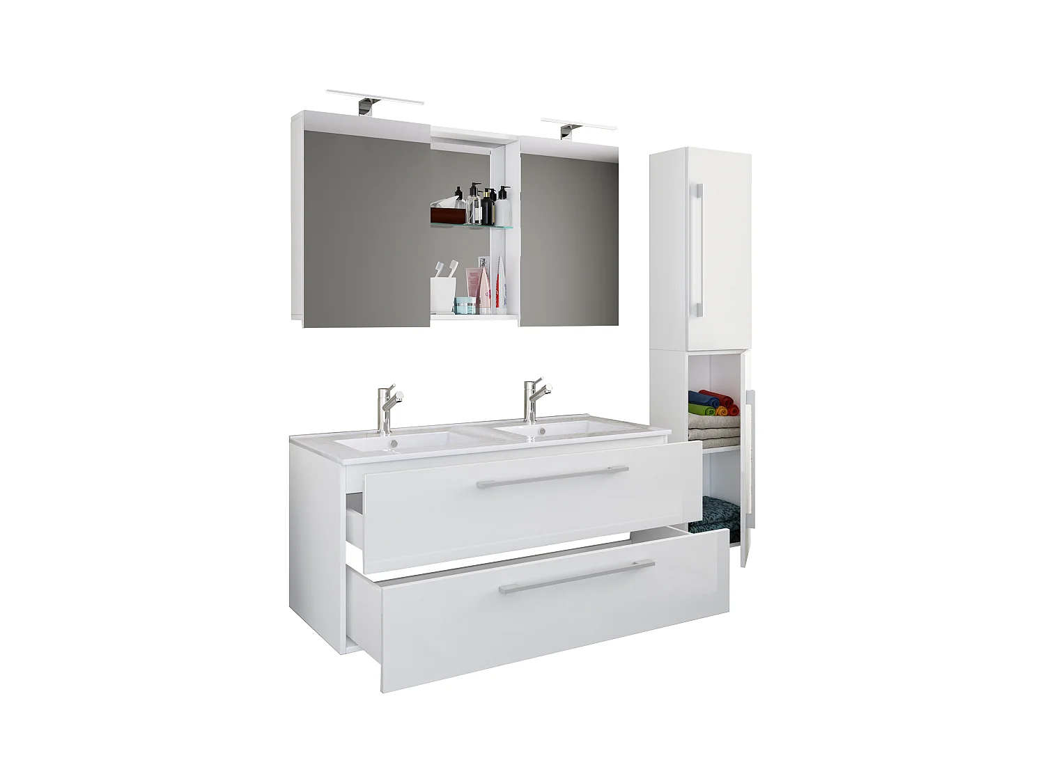 Bathroom furniture washbasin Budasi White H. 150 x W. 145 x D. 46 cm