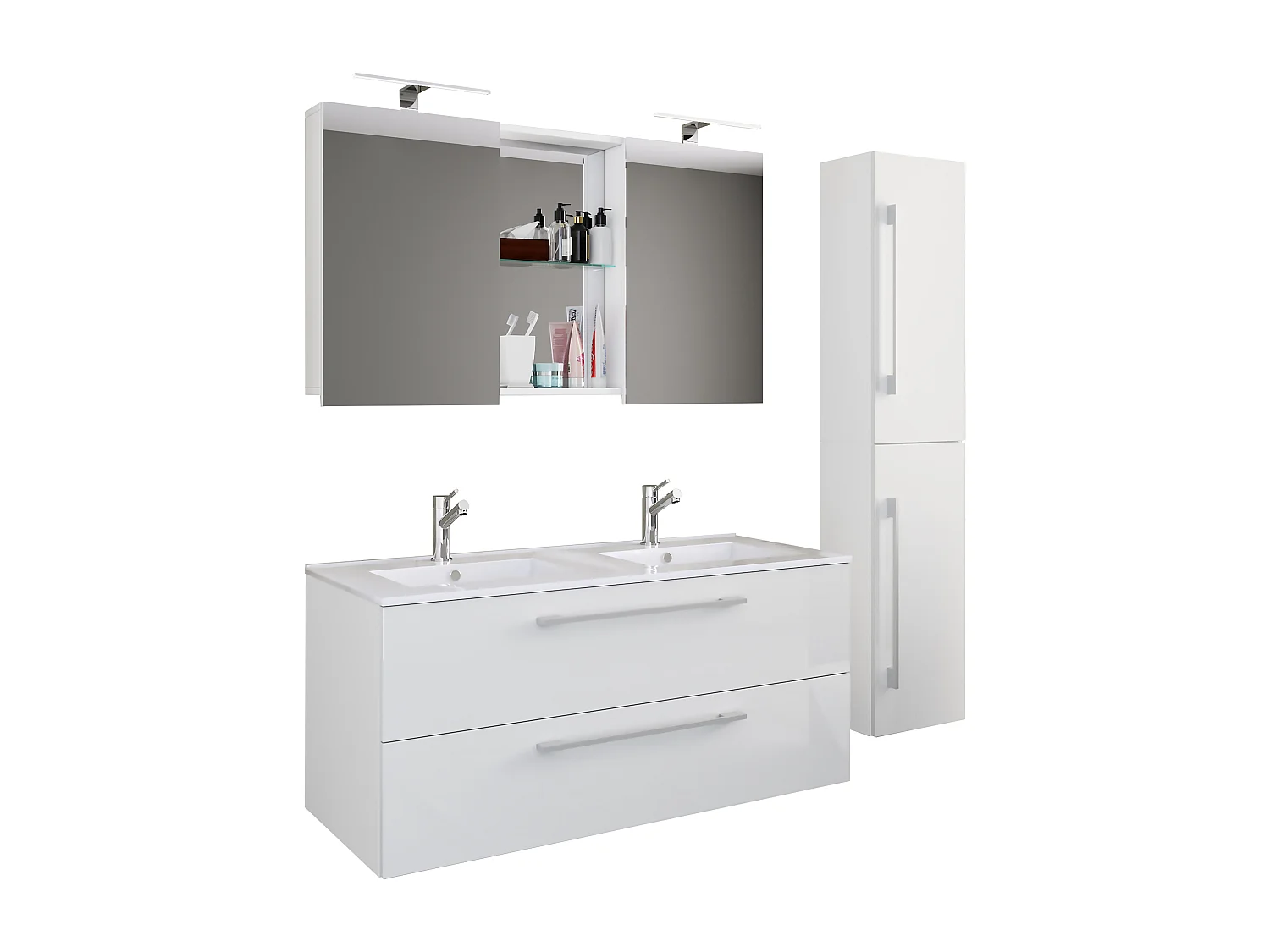 Bathroom furniture washbasin Budasi White H. 150 x W. 145 x D. 46 cm