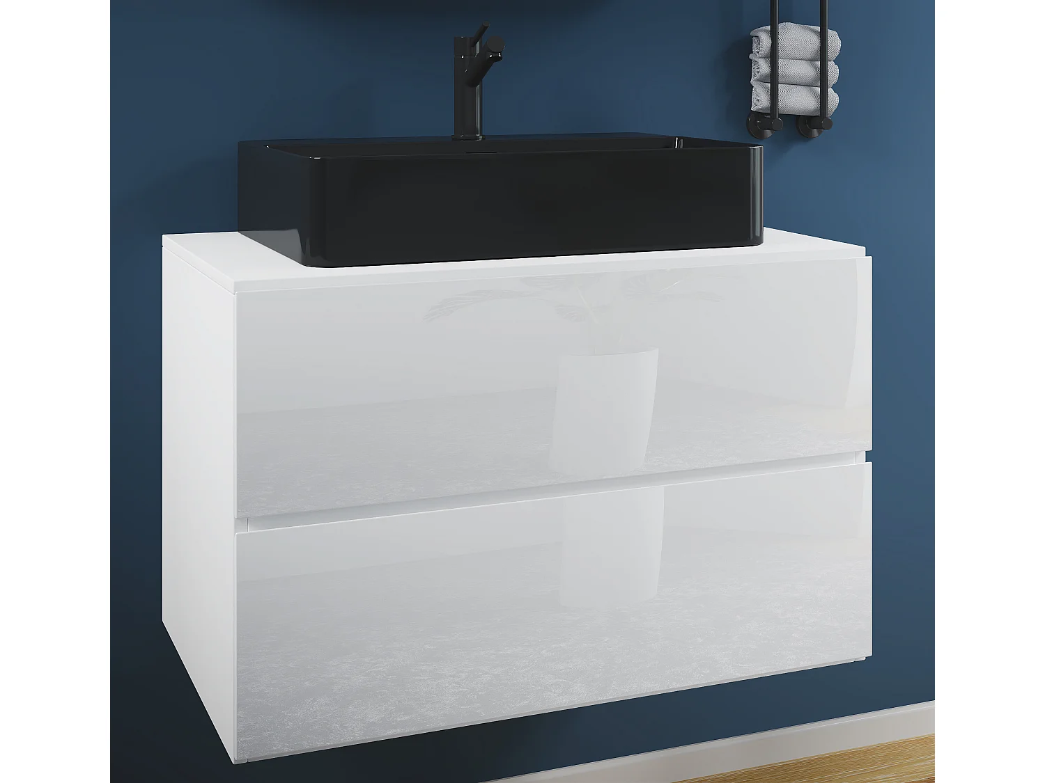 Bathroom furniture washbasin Lendas White H. 52 x W. 80 x D. 52 cm