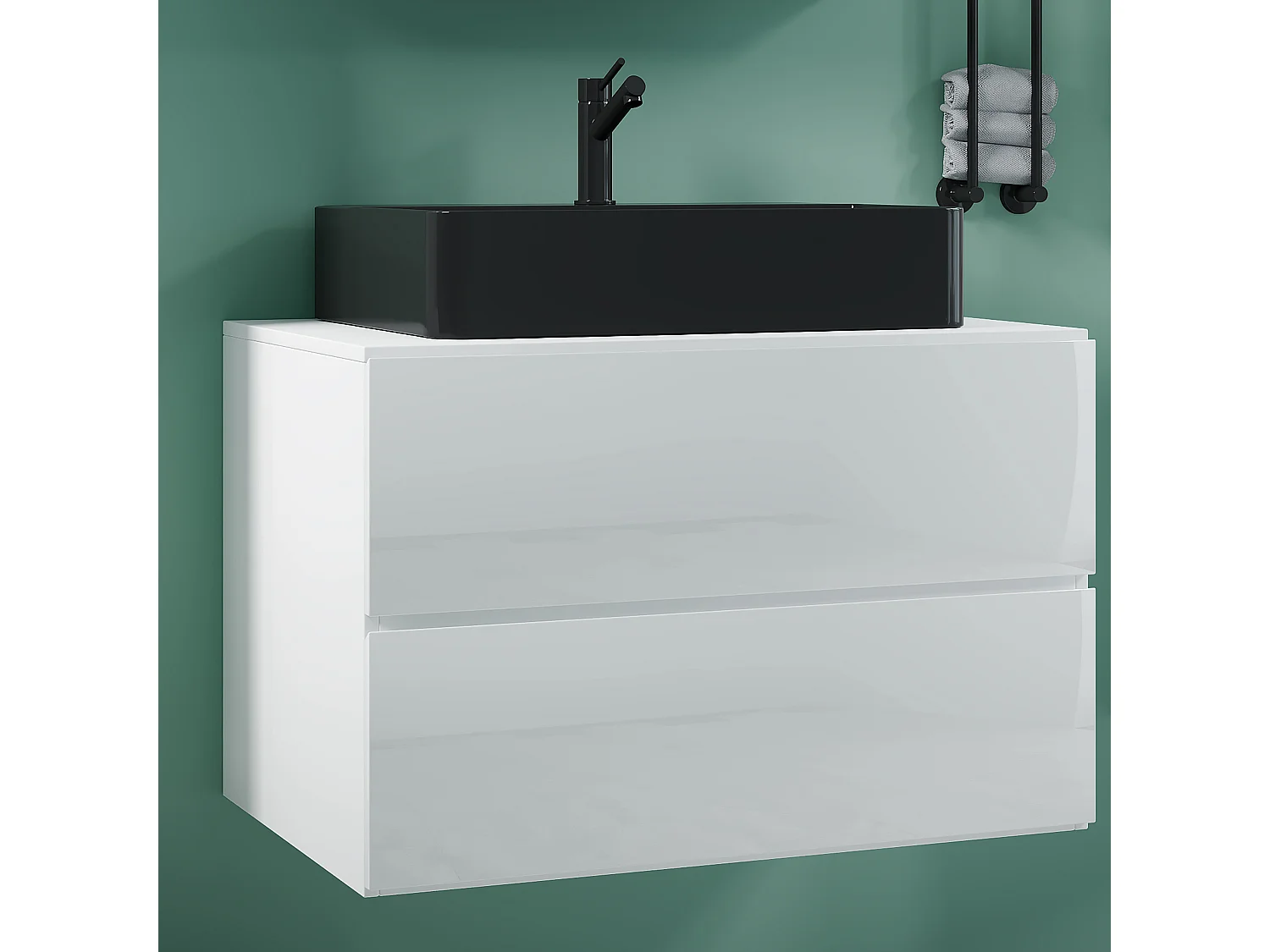 Bathroom furniture washbasin Lendas White H. 52 x W. 80 x D. 52 cm