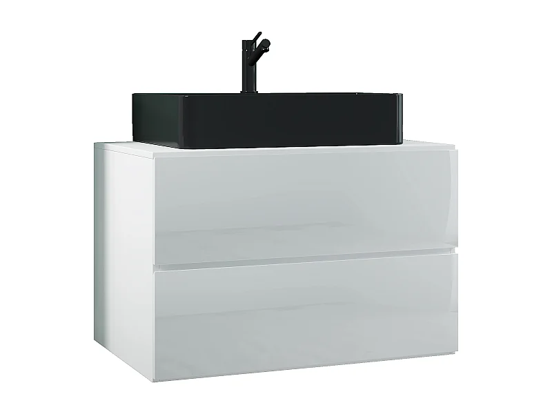 VCM 2 pcs Lavatório | lavatório preto largura inferior do armário 80 cm | Móveis de casa de banho com gavetas | Lendas S BL (Branco)