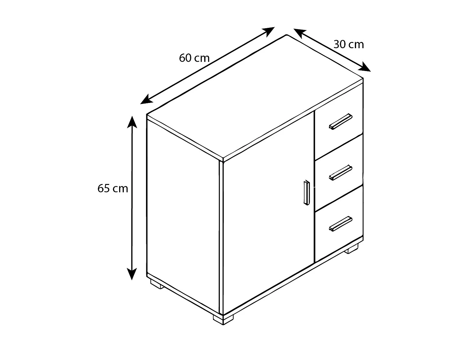 Bathroom furniture Midischrank Zalo White H. 65 x W. 60 x D. 30 cm