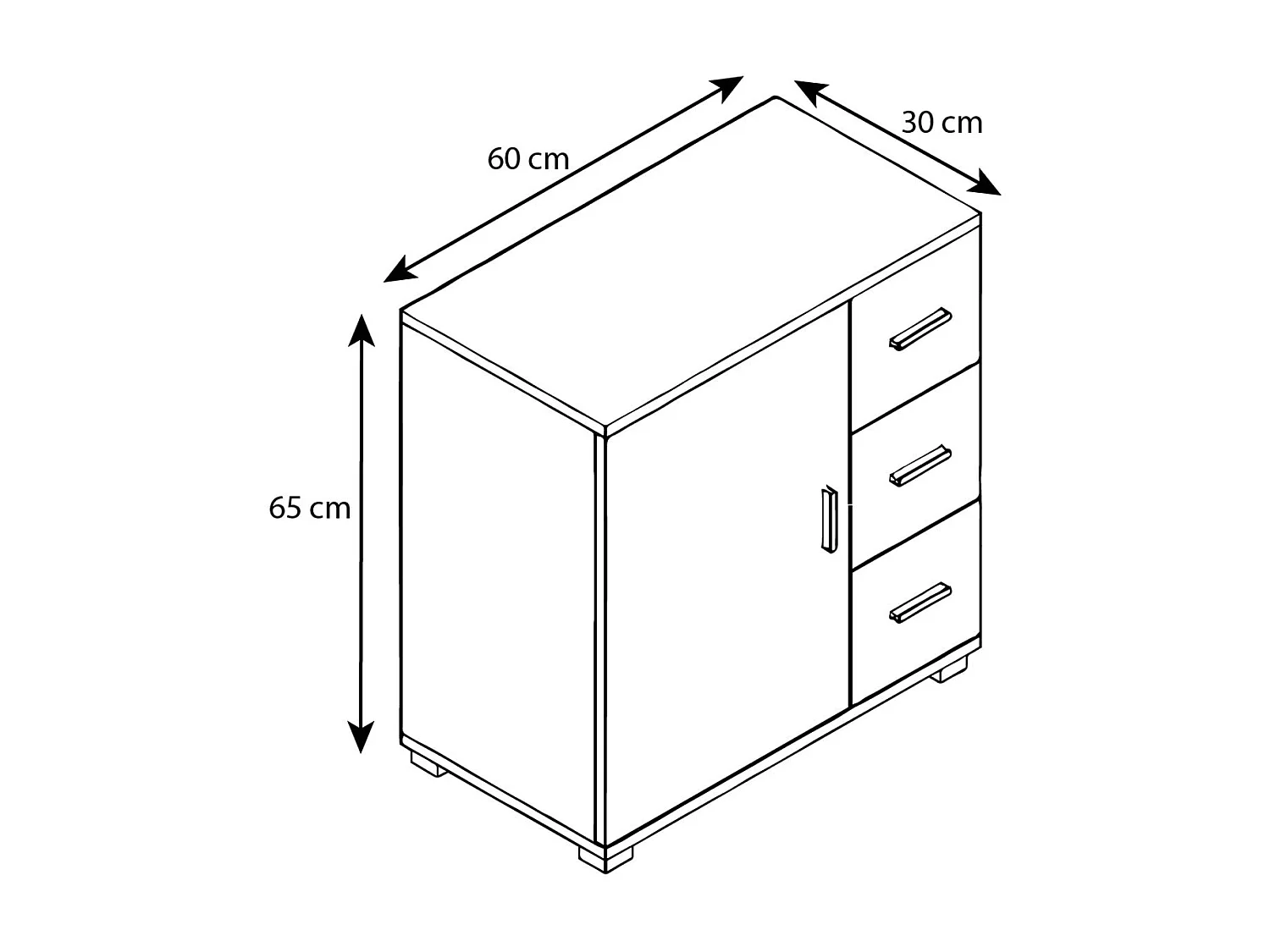 Bathroom furniture Midischrank Zalo White H. 65 x W. 60 x D. 30 cm