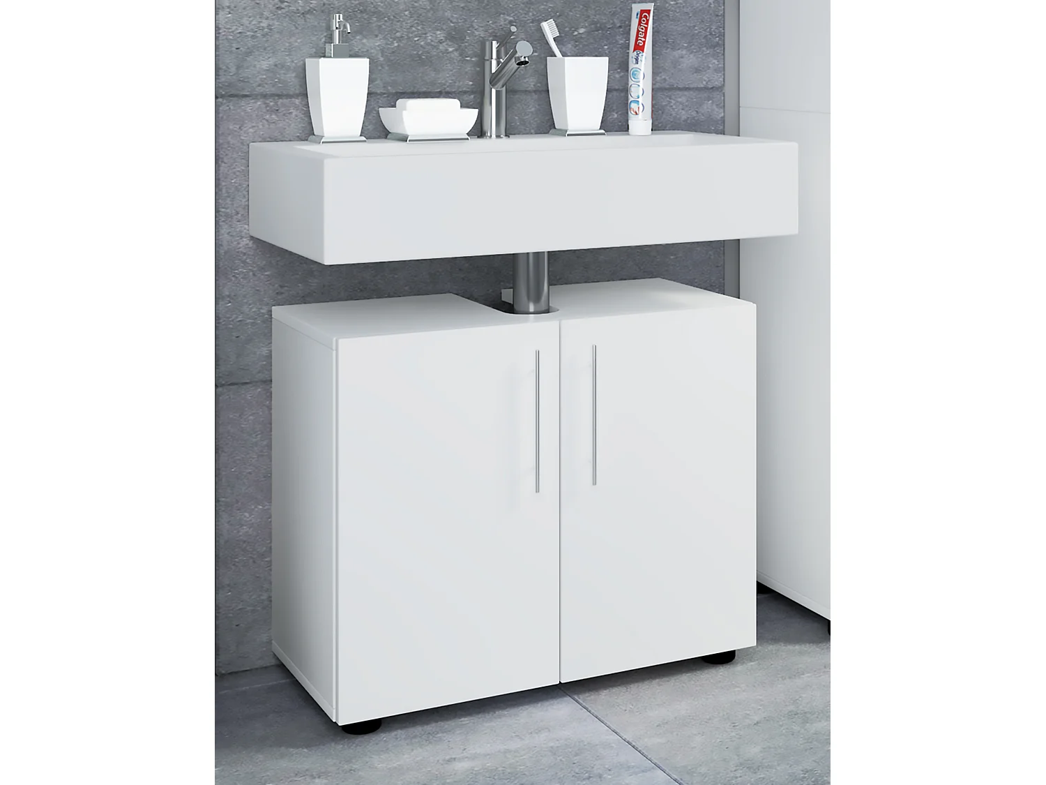 Mobiliário de banheiro armário de lavatório Flandu Branco A. 51 x L. 60 x P. 30 cm