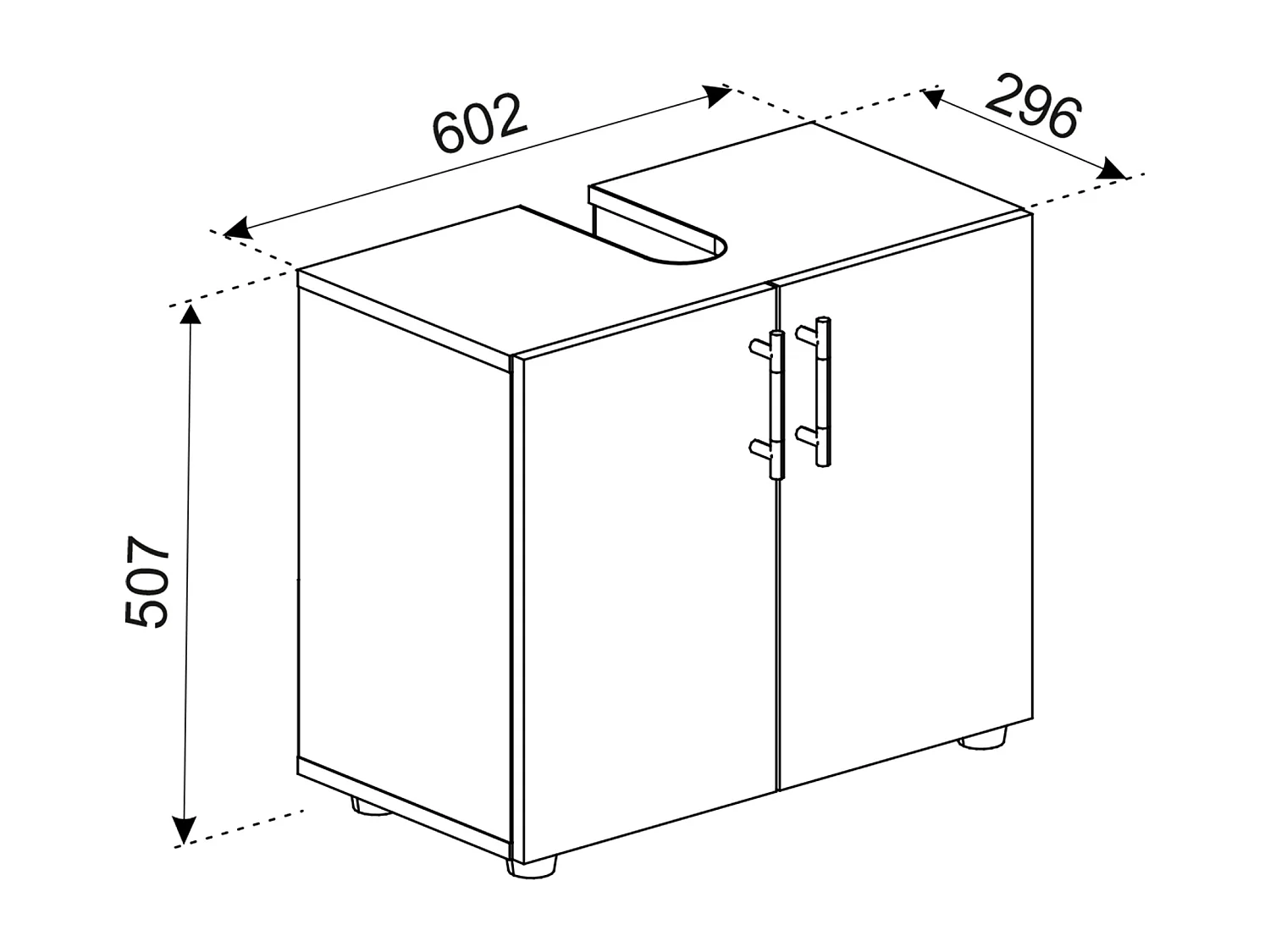 Mobiliário de banheiro armário de lavatório Flandu Branco A. 51 x L. 60 x P. 30 cm