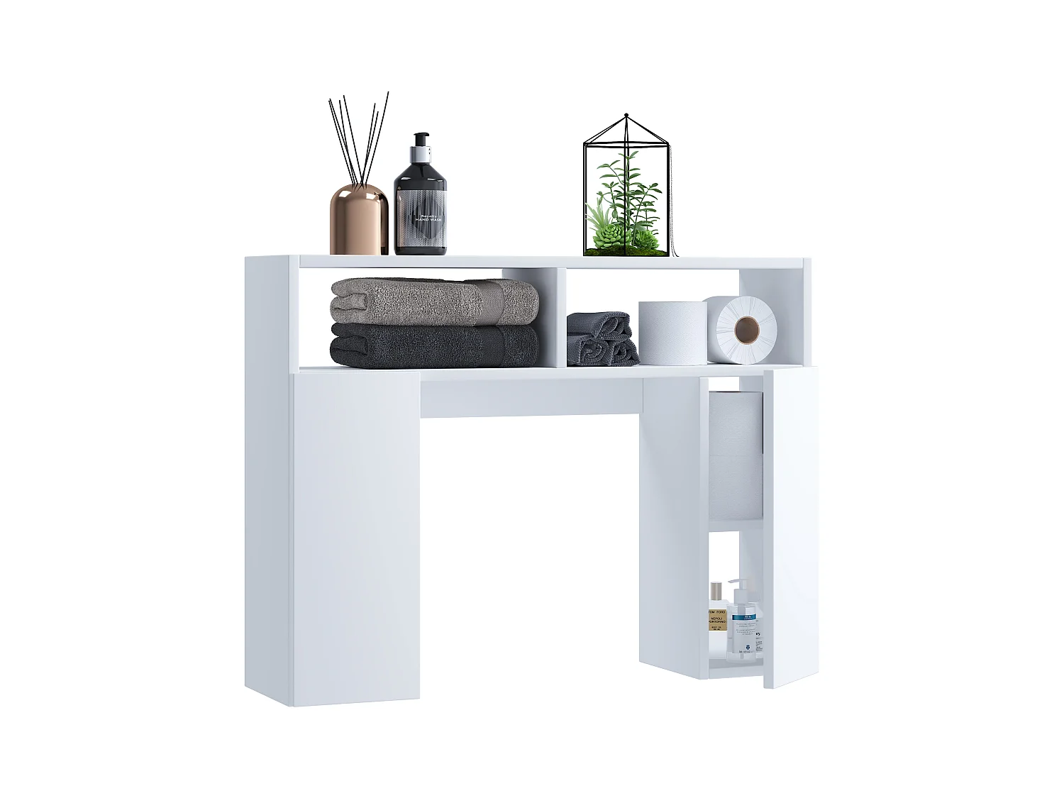 Bathroom furniture washing machine cabinet Tinoli white H. 61 x W. 76 x D. 20 cm