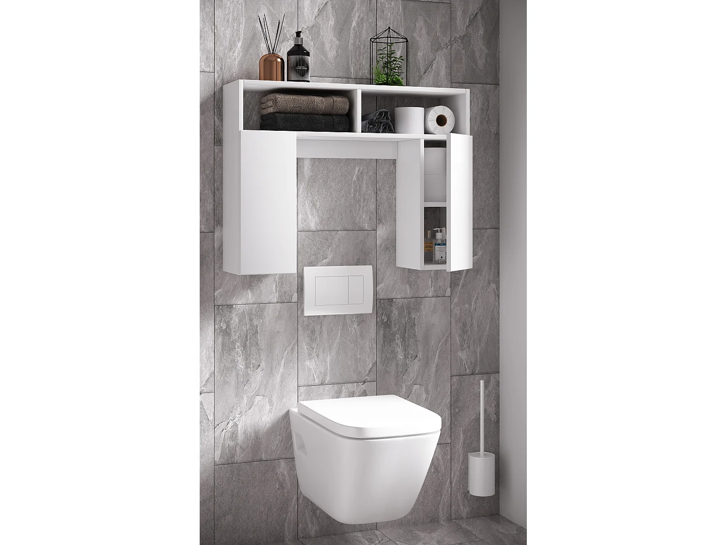 Bathroom furniture washing machine cabinet Tinoli white H. 61 x W. 76 x D. 20 cm