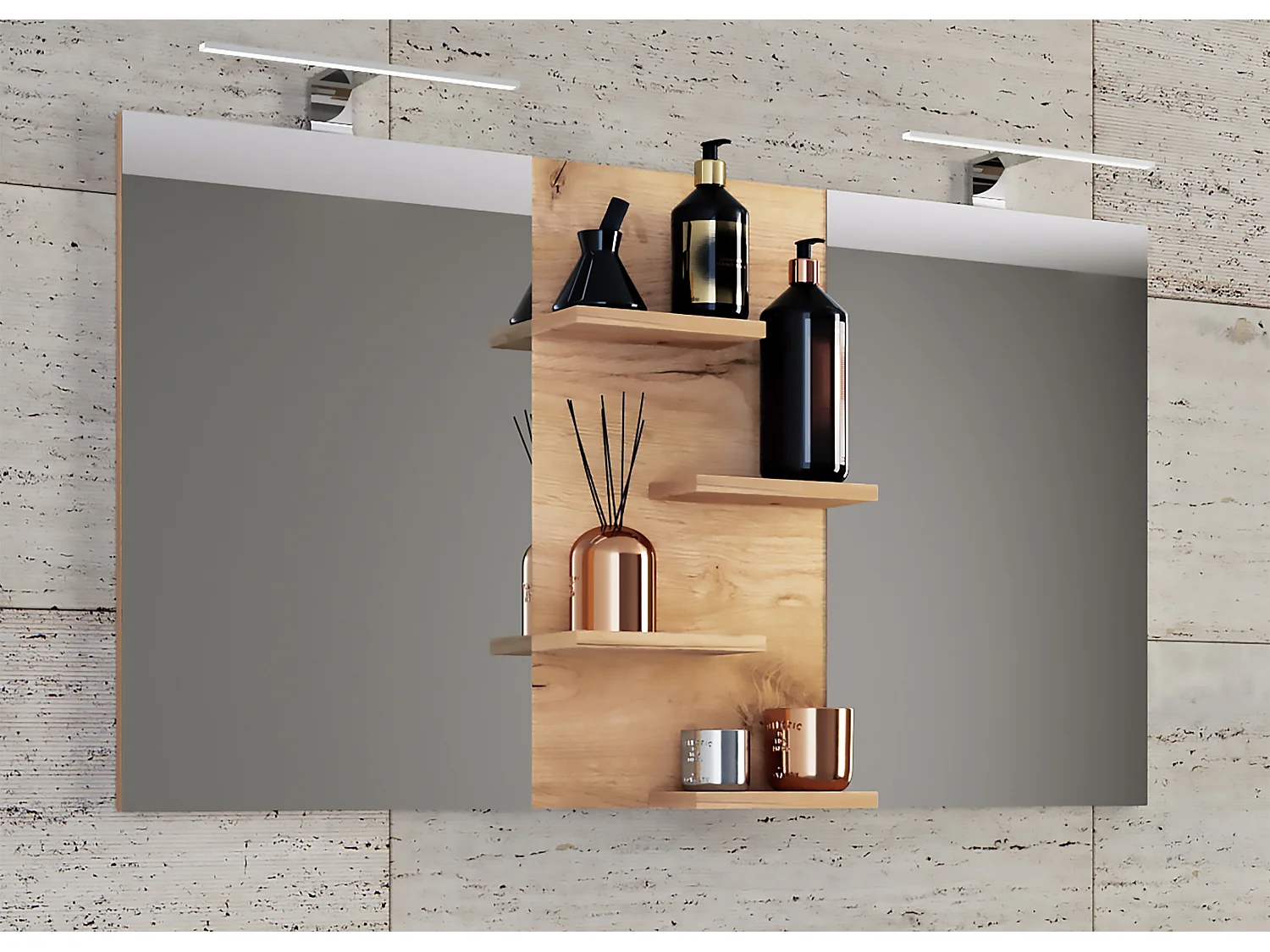 Bathroom furniture mirror Budasi Honey oak 0