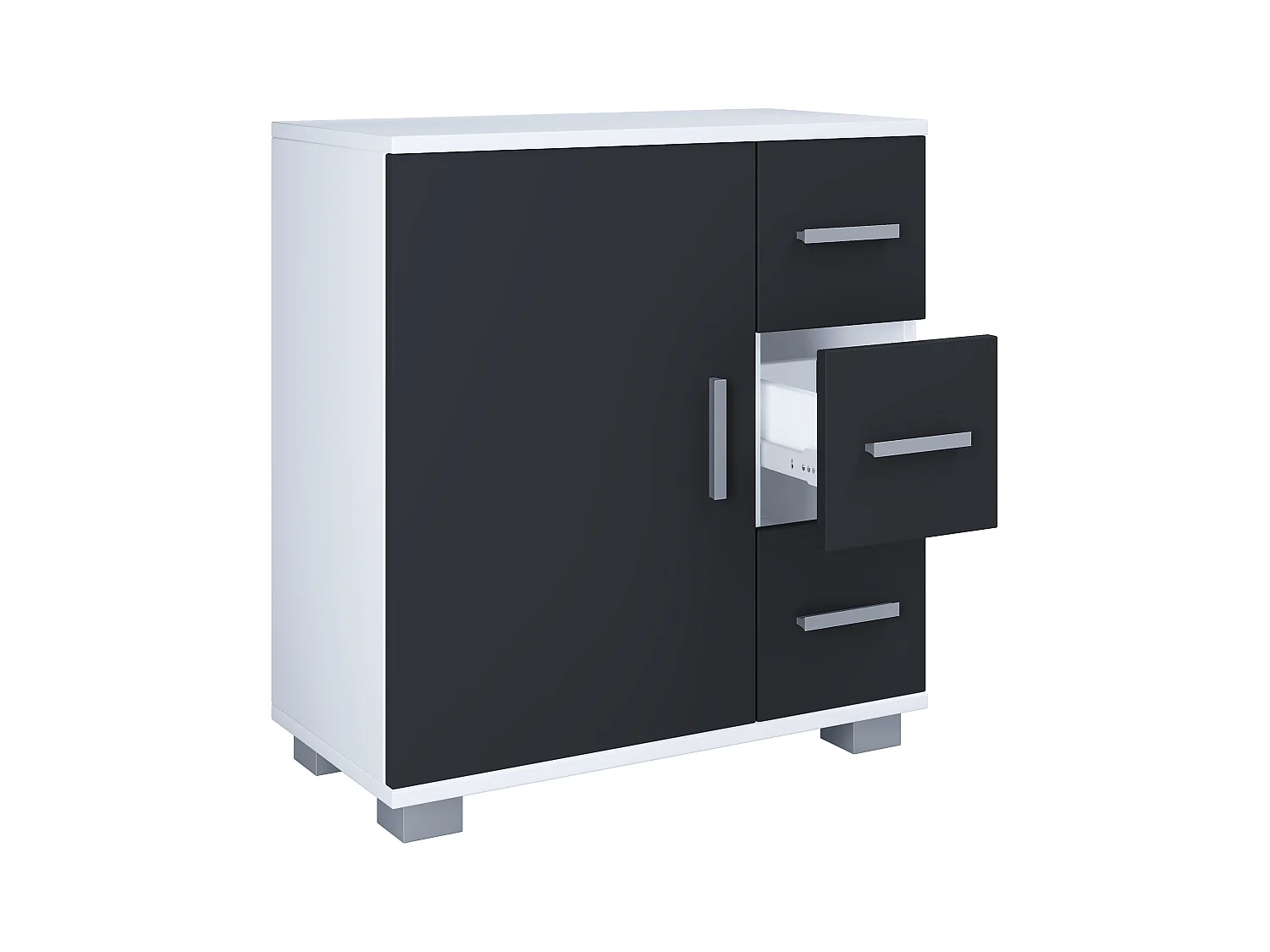 Bathroom furniture Midischrank Zalo White / Black H. 65 x W. 60 x D. 30 cm