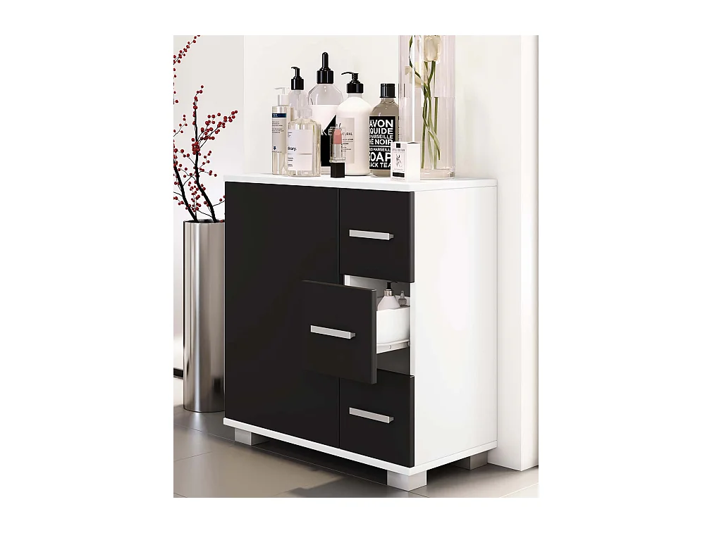 Bathroom furniture Midischrank Zalo White / Black H. 65 x W. 60 x D. 30 cm