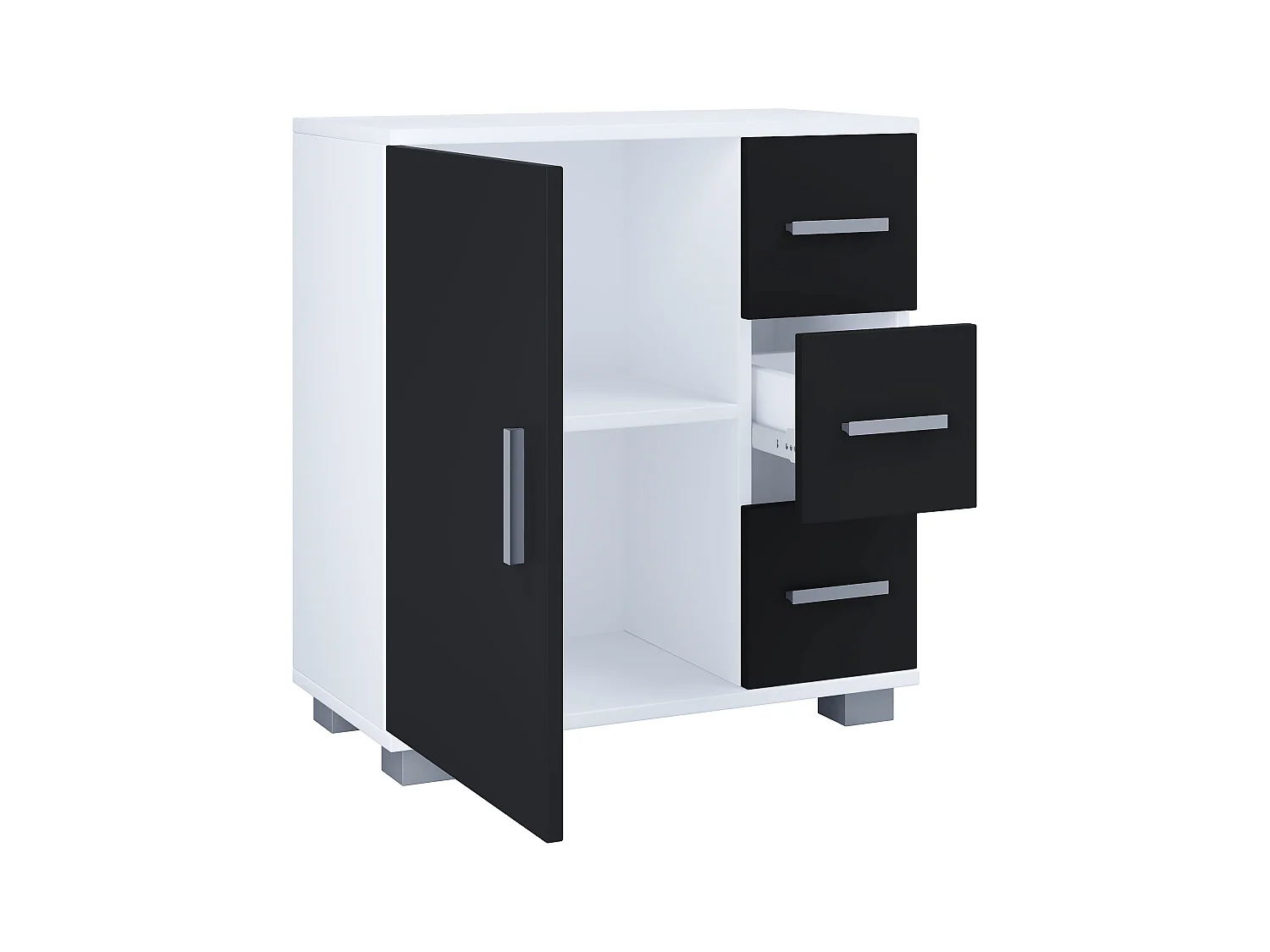 Bathroom furniture Midischrank Zalo White / Black H. 65 x W. 60 x D. 30 cm