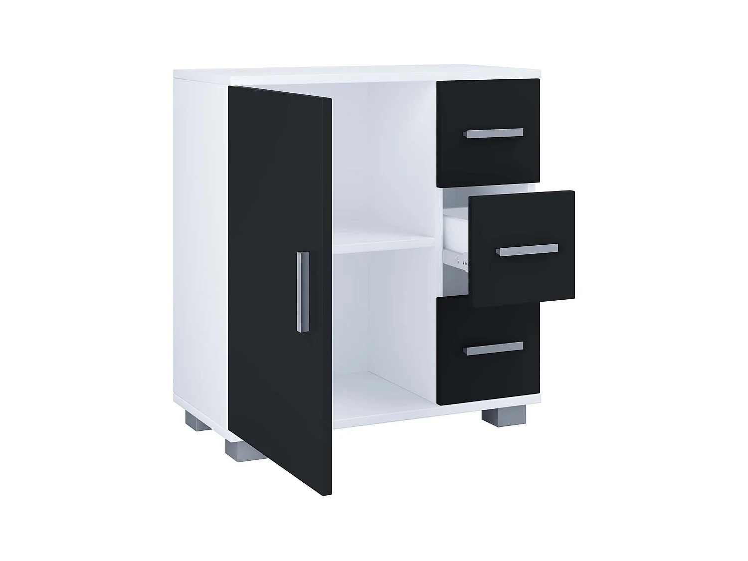 Bathroom furniture Midischrank Zalo White / Black H. 65 x W. 60 x D. 30 cm
