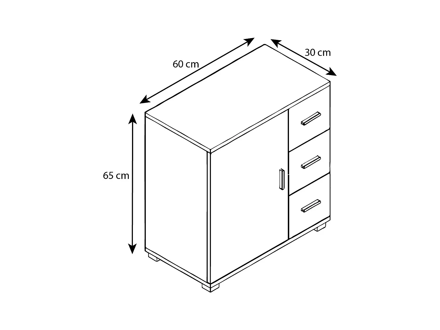 Bathroom furniture Midischrank Zalo White / Black H. 65 x W. 60 x D. 30 cm
