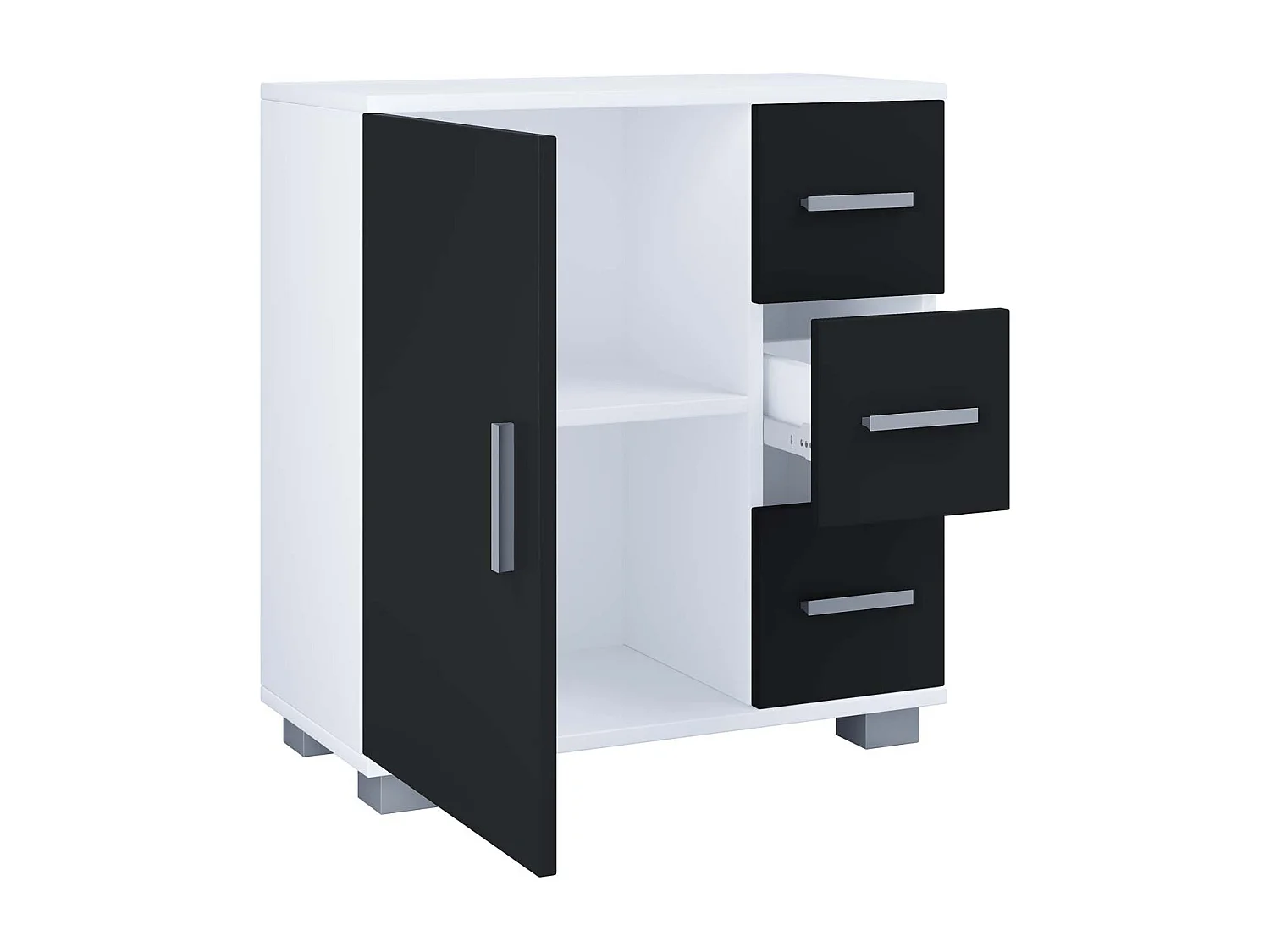 Bathroom furniture Midischrank Zalo White / Black H. 65 x W. 60 x D. 30 cm