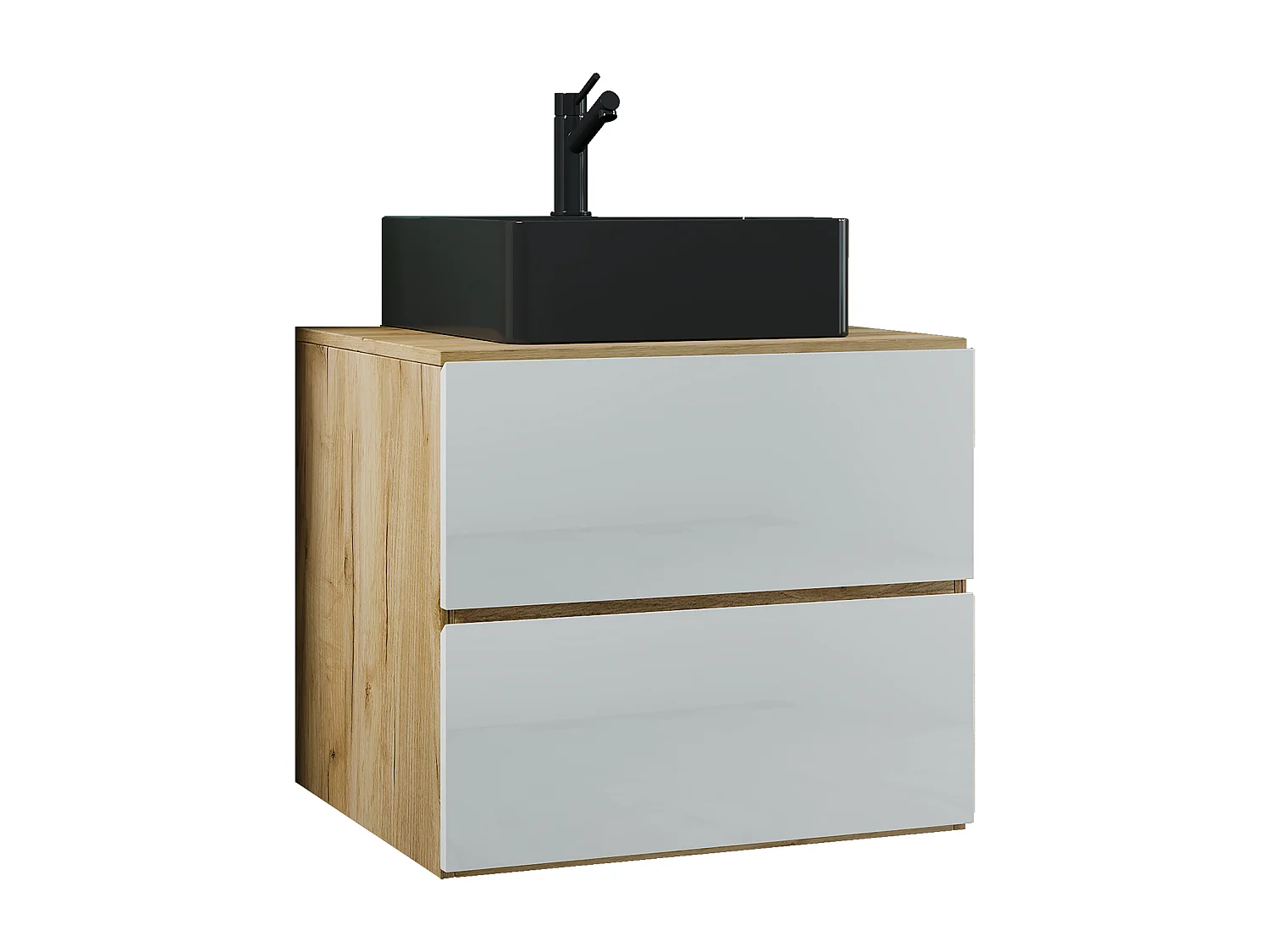 Bathroom furniture washbasin Lendas Honey oak / White H. 52 x W. 60 x D. 52 cm