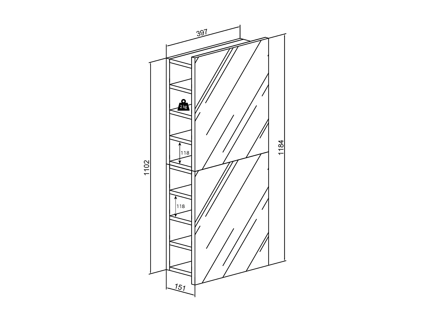 Armario de espejo Flandu