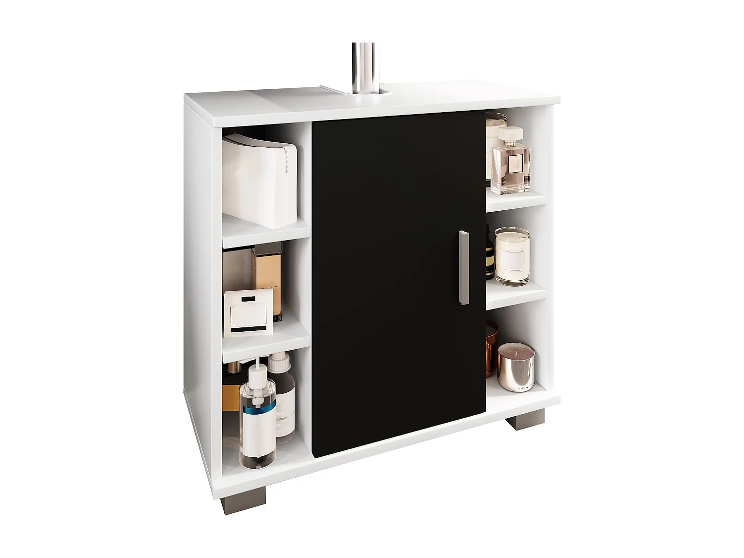 Mobiliário de banheiro armário de lavatório Zalo Branco/Preto A. 58 x L. 60 x P. 30 cm