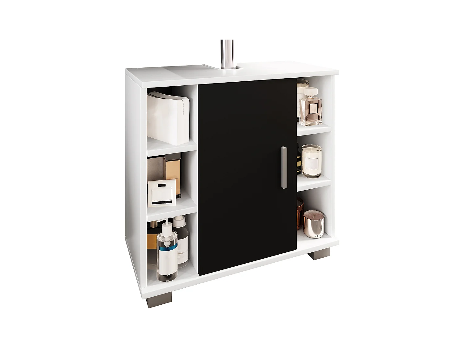 Bathroom furniture washbasin cabinet Zalo White / Black H. 58 x W. 60 x D. 30 cm