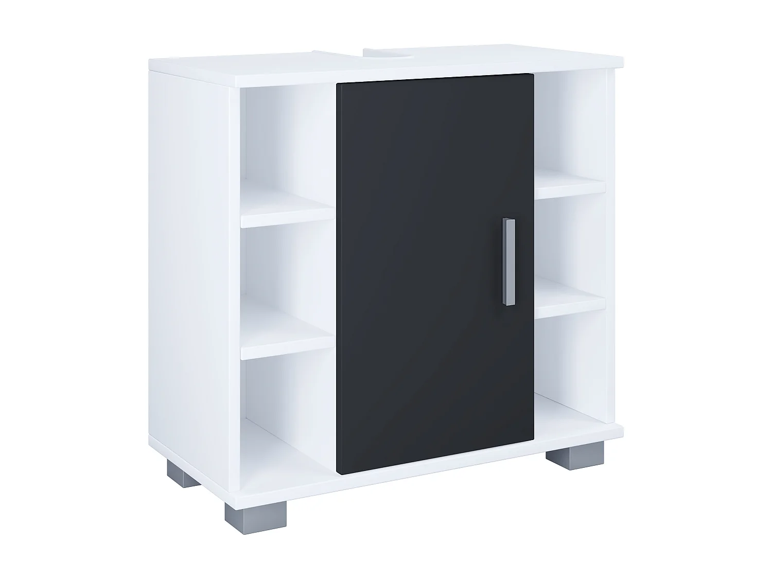 Bathroom furniture washbasin cabinet Zalo White / Black H. 58 x W. 60 x D. 30 cm