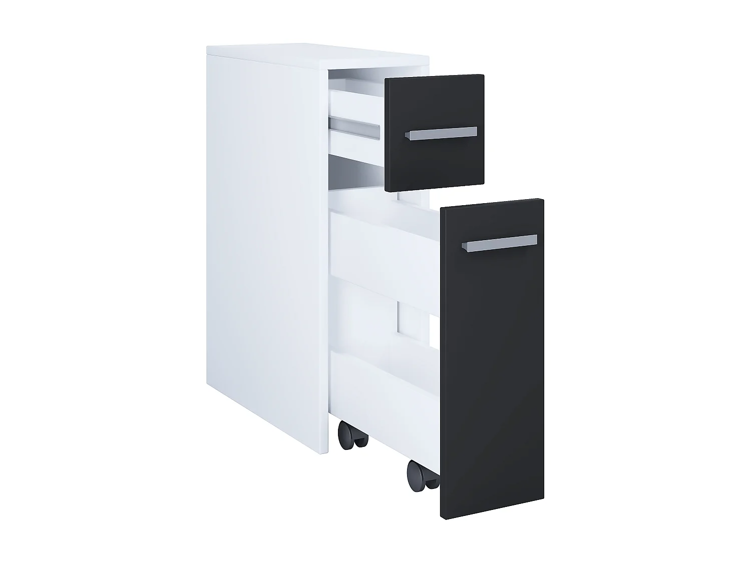 Bathroom furniture Midischrank Zalo White / Black H. 61 x W. 20 x D. 45 cm