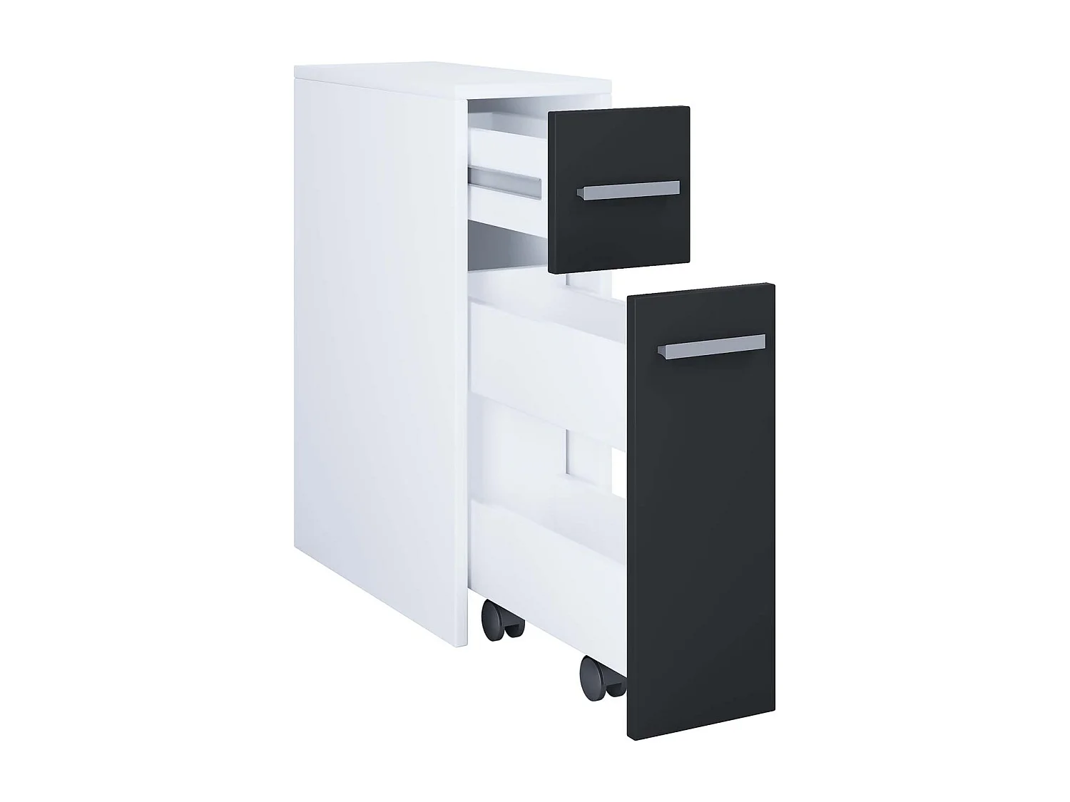 Bathroom furniture Midischrank Zalo White / Black H. 61 x W. 20 x D. 45 cm