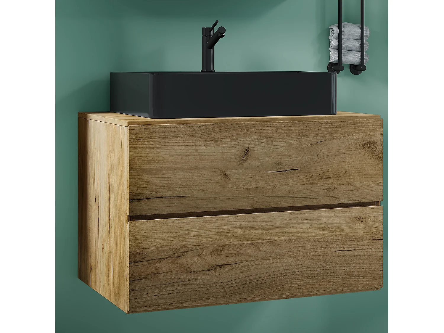 Bathroom furniture washbasin Lendas Honey oak H. 52 x W. 80 x D. 52 cm