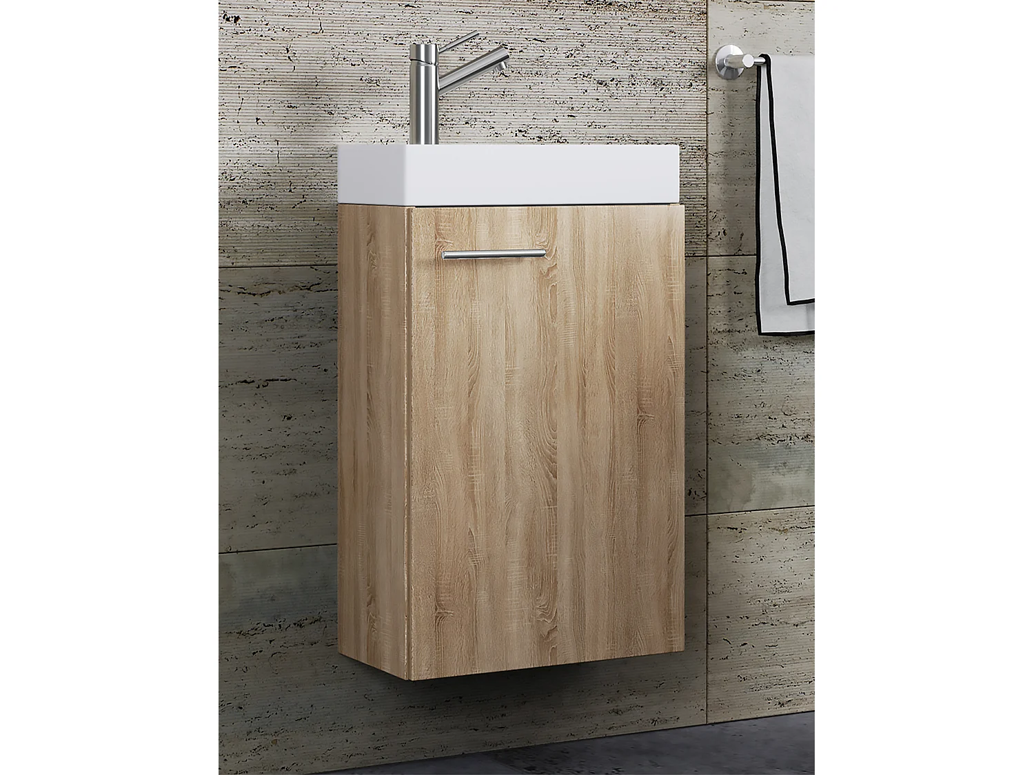 Conjunto VCM de 2 peças | Lavandaria para hóspedes WC | Banheiro | Lavatório | Conjunto de casas de banho - Slito (Sonoma oak)