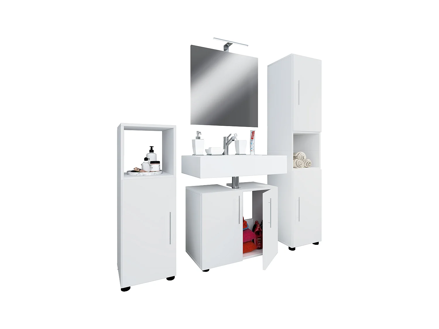 4-tlg. Badmöbel Set Komplett Badschrank Flandu II