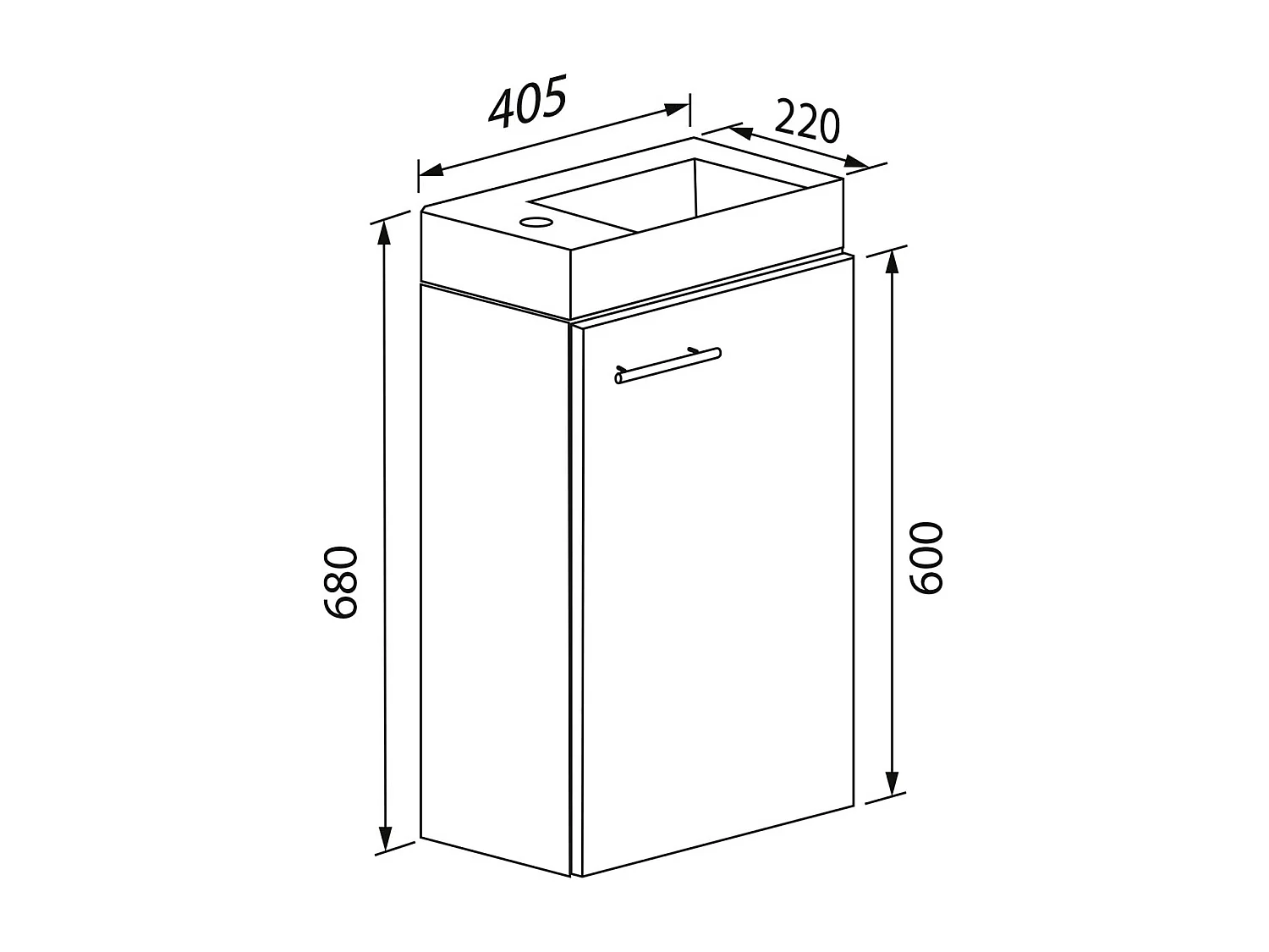 Bathroom furniture washbasin Slito Black H. 60 x W. 41 x D. 22 cm