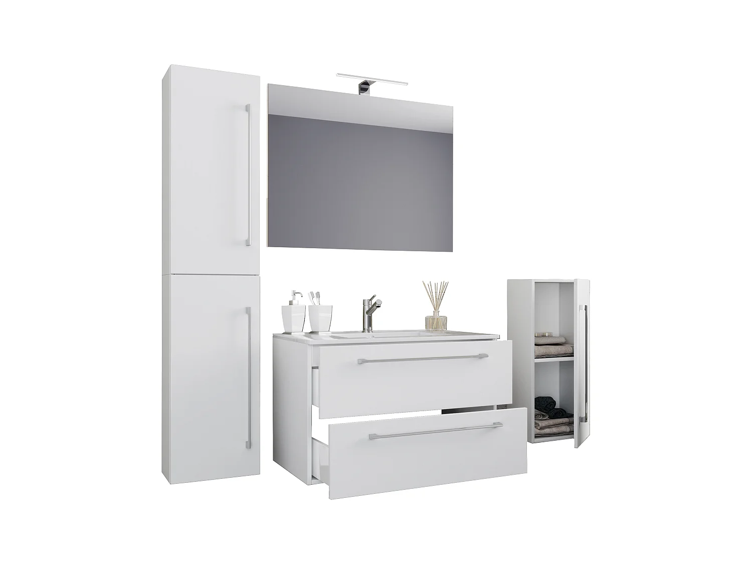 5-tlg. Waschplatz Waschtisch Badinos Schublade SP