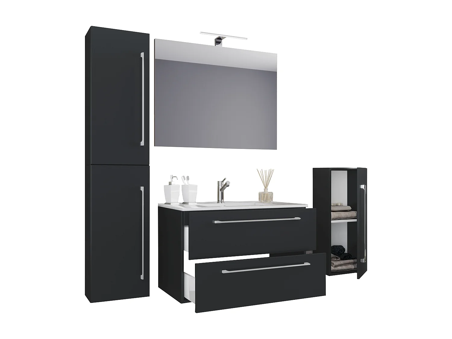 5-tlg. Waschplatz Waschtisch Badinos Schublade SP