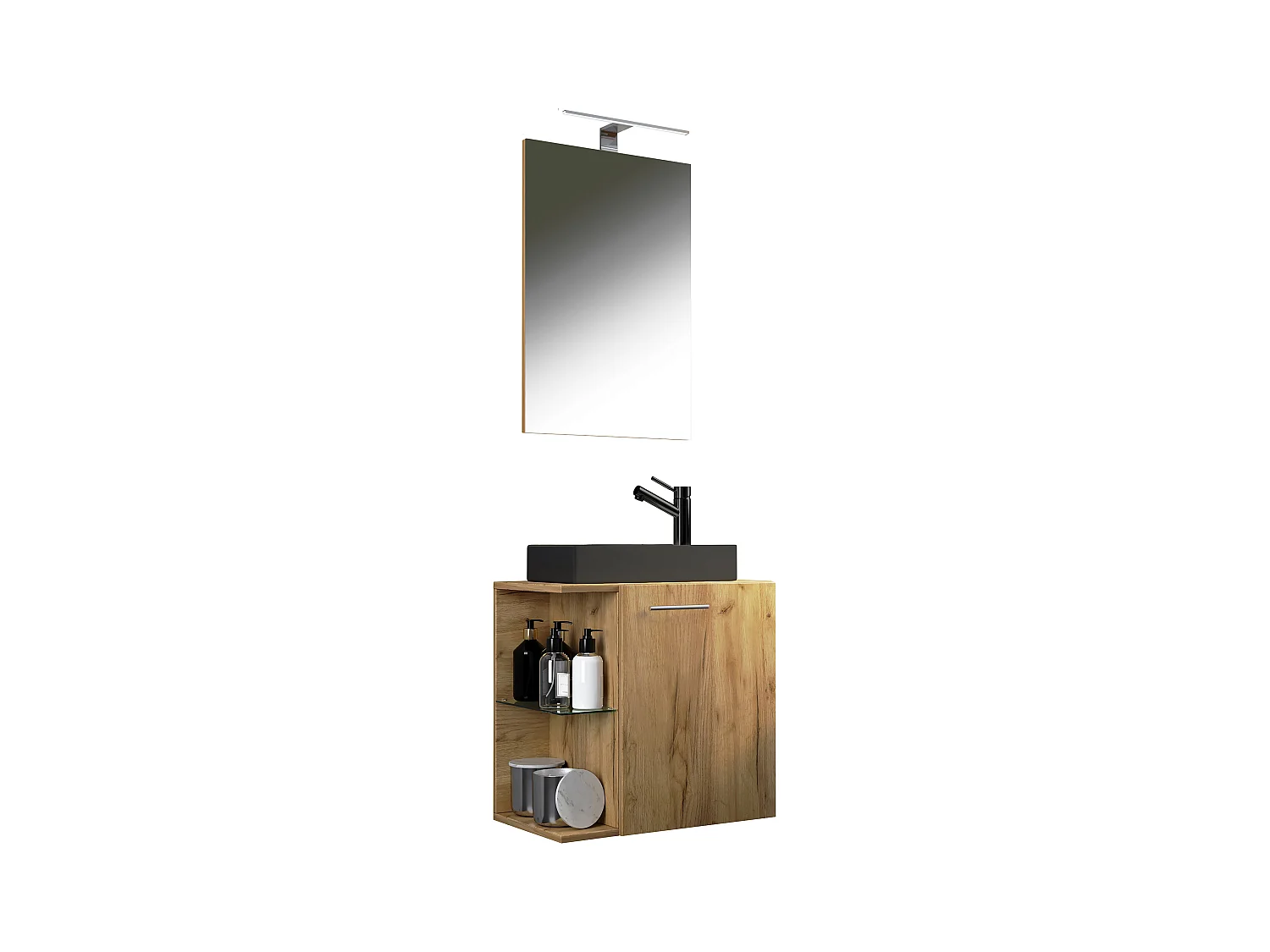 3 stuks wastafel Hausa spiegel zwart