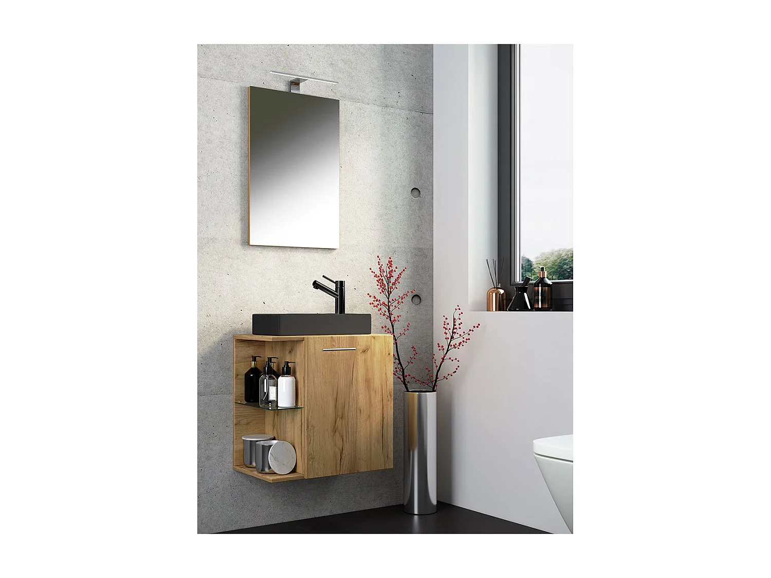 3 pz lavabo Hausa specchio nero